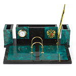 Настольный письменный набор из змеевика с часами и календарницей Successful Leader варинант исполнения - 1 | Loft Concept в Липецке