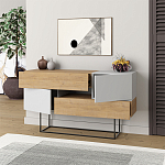 Комод c 2-мя белыми дверцами и 2-мя выдвижными ящиками цвета древесины EROS CONSOLE OAK WHITE варинант исполнения - 2 | Loft Concept в Липецке