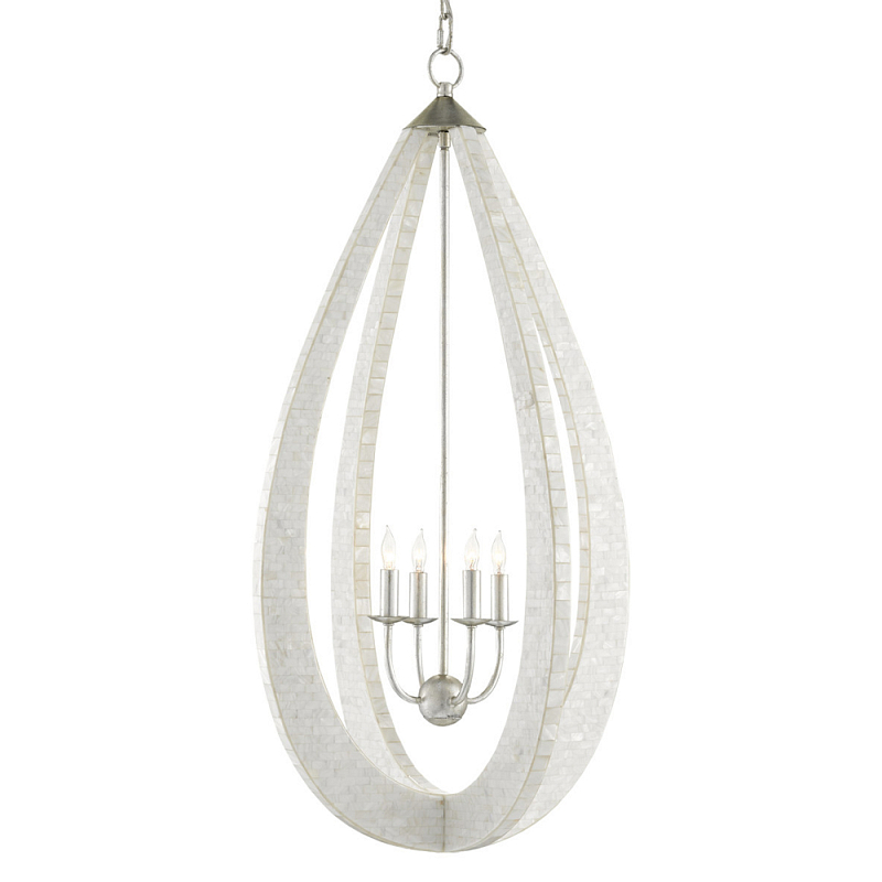 Люстра каплевидной формы покрытая перламутровой мозаикой Soft Pearl Shape Серебряный Белый в Липецке | Loft Concept 