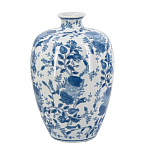 Ваза фарфоровая с узким горлышком и синими цветочными мотивами Independence варинант исполнения - 2 | Loft Concept в Липецке