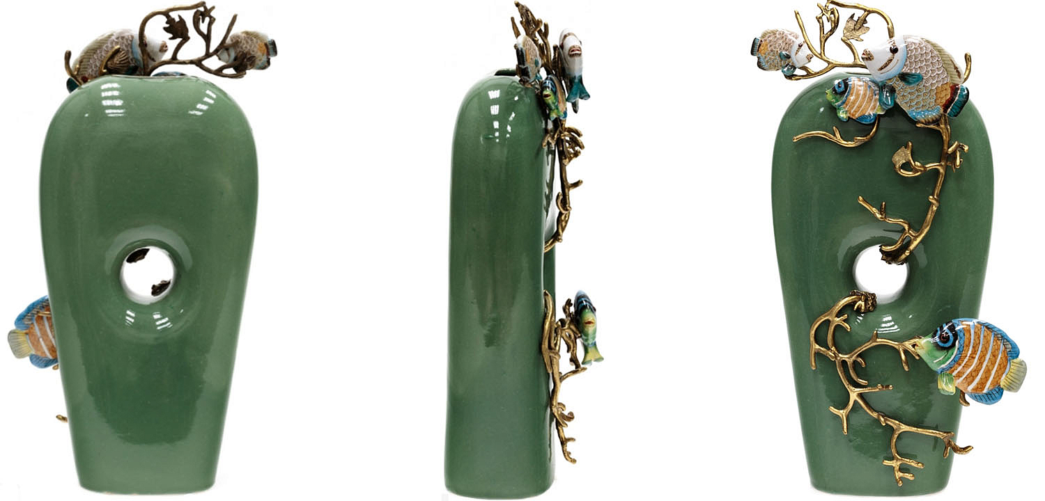 Ваза Colored Fish Vase green Ваза Colored Fish Vase green - Loft-Concept в Липецке