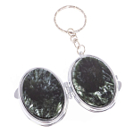 Зеркало брелок карманное двухстороннее из натурального камня Серафинит Stone Mirrors варинант исполнения - 2 | Loft Concept в Липецке