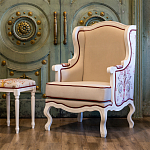 Кресло из массива бука бежевое с растительным орнаментом Raffael Beige Floral Armchair варинант исполнения - 10 | Loft Concept в Липецке