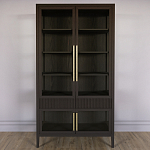 Витрина Primo со стеклянными фасадами и 2 ящиками Темный орех варинант исполнения - 1 | Loft Concept в Липецке