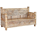 Скамья с резным декором из массива манго Grey Mango Collection Bench M варинант исполнения - 1 | Loft Concept в Липецке