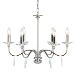 Люстра цвета никель с прозрачными стеклянными подвесками в форме капель Elstead Lighting варинант исполнения - 1 | Loft Concept в Липецке