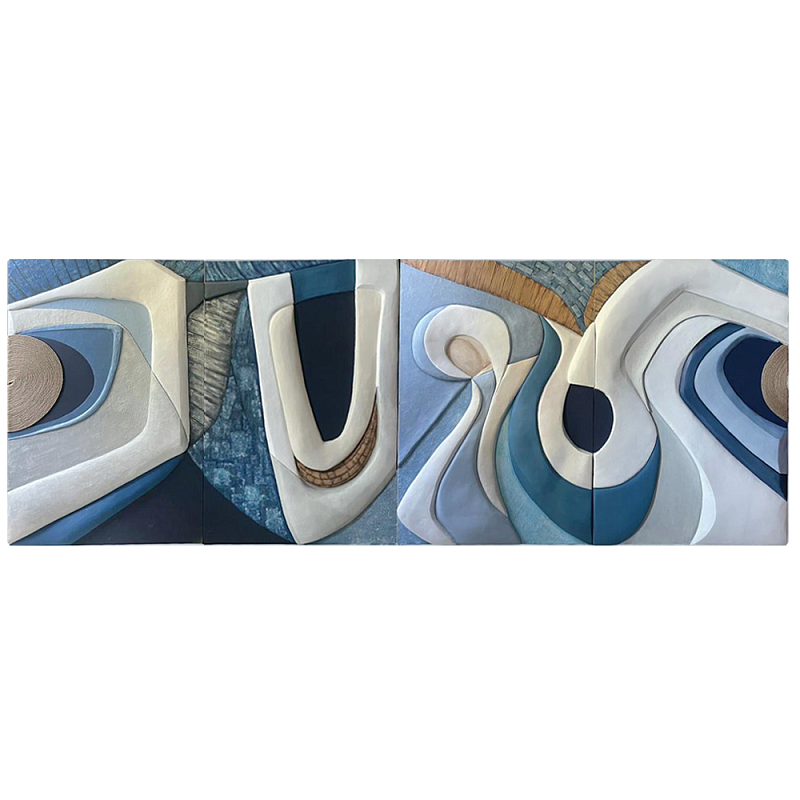 Арт-объект ручной работы Blue Abstraction из 4-х панелей Голубой Белый Синий Арт-объект ручной работы Blue Abstraction из 4-х панелей Голубой Белый Синий в Липецке | Loft Concept