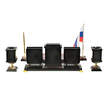 Настольный письменный набор из креноида и змеевика на бронзовых ножках Marble Accessory варинант исполнения - 4 | Loft Concept в Липецке