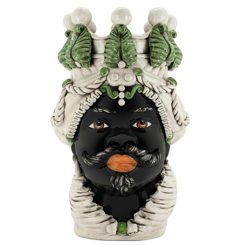 Ваза Vase Moro Man Dark Green Big Черный Бежевый Зеленый в Липецке | Loft Concept 