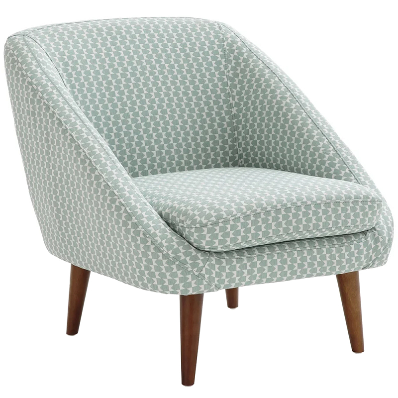 Кресло светло-бирюзовое с принтом Pauley Light Turquoise Armchair Светло-голубой Коричневый в Липецке | Loft Concept 