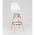 Пластиковый барный стул на ножках из массива бука Eames White варинант исполнения - 1 | Loft Concept в Липецке