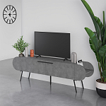 ТВ-тумба серая с 2-мя откидными дверцами и 2-мя открытыми полками CAPSULE TV STAND RETRO GREY варинант исполнения - 3 | Loft Concept в Липецке