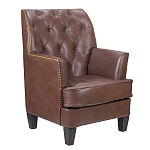 Кресло из натуральной кожи c мягкими подлокотниками на 4-х деревянных ножках из массива бука Joseph Armchair brown варинант исполнения - 1 | Loft Concept в Липецке