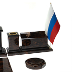 Настольный письменный набор с часами из природного камня обсидиана  Gift for Manager варинант исполнения - 5 | Loft Concept в Липецке