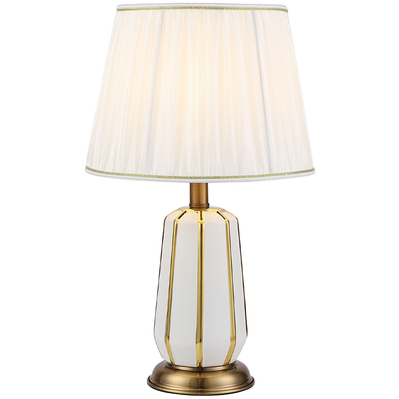 Настольная лампа с абажуром Celestina White Lampshade Table Lamp Белый Золотой в Липецке | Loft Concept 