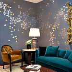 Обои ручная роспись Gingko Colourway SC-98 on Gun Metal dyed silk варинант исполнения - 1 | Loft Concept в Липецке