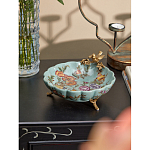 Блюдо из голубого фарфора с бронзовой птичкой Blue Garden варинант исполнения - 4 | Loft Concept в Липецке