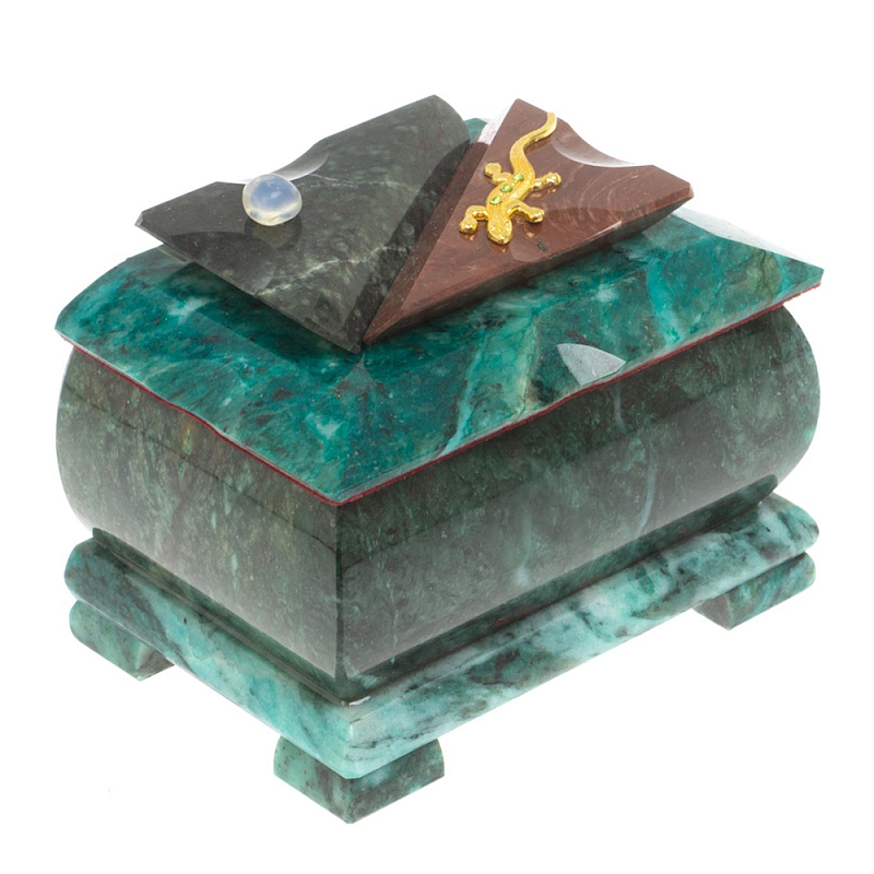 Шкатулка прямоугольная с зеркалом из натурального камня змеевик Stone Casket Змеевик Золотой Шкатулка прямоугольная с зеркалом из натурального камня змеевик Stone Casket Змеевик Золотой в Липецке | Loft Concept