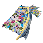 Ковер разноцветный из джинсовой одежды и армейских палаток Upcycling варинант исполнения - 1 | Loft Concept в Липецке