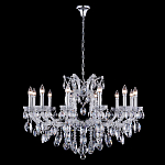 Люстра подвесная с 12-ю лампочками и прозрачными хрустальными подвесками на хромированном основании Crystal lamps варинант исполнения - 2 | Loft Concept в Липецке