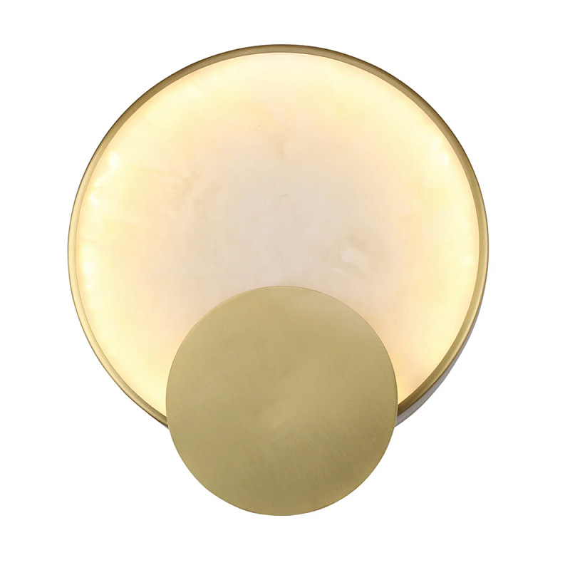 Бра в форме диска из бежевого алебастра Cryptocrystalline Stone Латунь Бежевый в Липецке | Loft Concept 