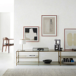 ТВ-тумба из стекла и металла Tingey Metal Glass TV Stand варинант исполнения - 4 | Loft Concept в Липецке