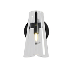 Бра конусообразной формы из прозрачного акрила и черной стали Glass Cylinder Black варинант исполнения - 2 | Loft Concept в Липецке