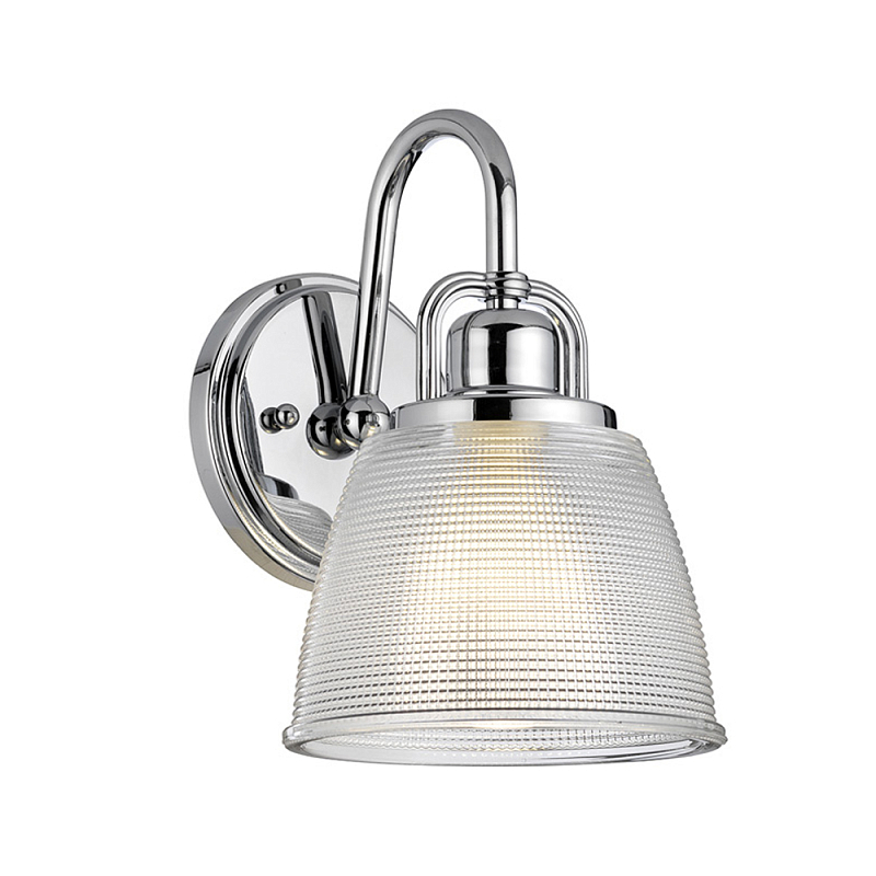 Бра с прозрачным рифленым плафоном в форме колокола Quoizel Хром Прозрачное Стекло в Липецке | Loft Concept 