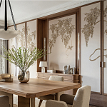 Обои с вышивкой ручной работы Deco Wisteria ﻿Midas colourway on Liso Pearl wool sateen варинант исполнения - 2 | Loft Concept в Липецке