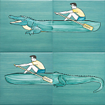 Плитка с узором Крокодил байдарочник варинант исполнения - 2 | Loft Concept в Липецке