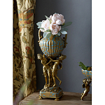 Ваза голубого цвета из фарфора с золотым растительным орнаментом и бронзовыми фигурками женщин Eden Garden porcelain and bronze варинант исполнения - 7 | Loft Concept в Липецке