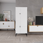 Комод белый с 4-мя дверцами на металлических ножках SPARK MULTIPURPOSE CABINET WHITE варинант исполнения - 11 | Loft Concept в Липецке