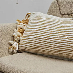 Чехол на подушку горчичного цвета с бахромой и объемным узором Ethnic mix варинант исполнения - 5 | Loft Concept в Липецке