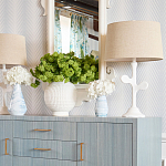 Настольная лампа с белым каркасом и тканевым абажуром Natural Stems варинант исполнения - 3 | Loft Concept в Липецке