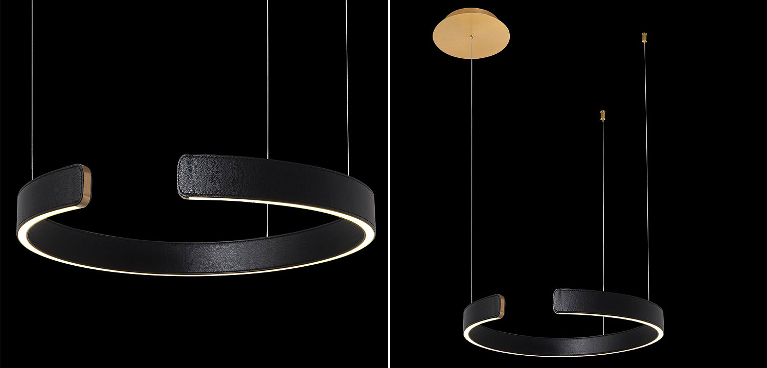 Подвесной светильник Half Ring black leather 40 Подвесной светильник Half Ring black leather 40 - Loft-Concept в Липецке