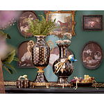 Ваза черного цвета из фарфора с золотистым узором и бронзовыми элементами Eden Garden porcelain and bronze варинант исполнения - 8 | Loft Concept в Липецке