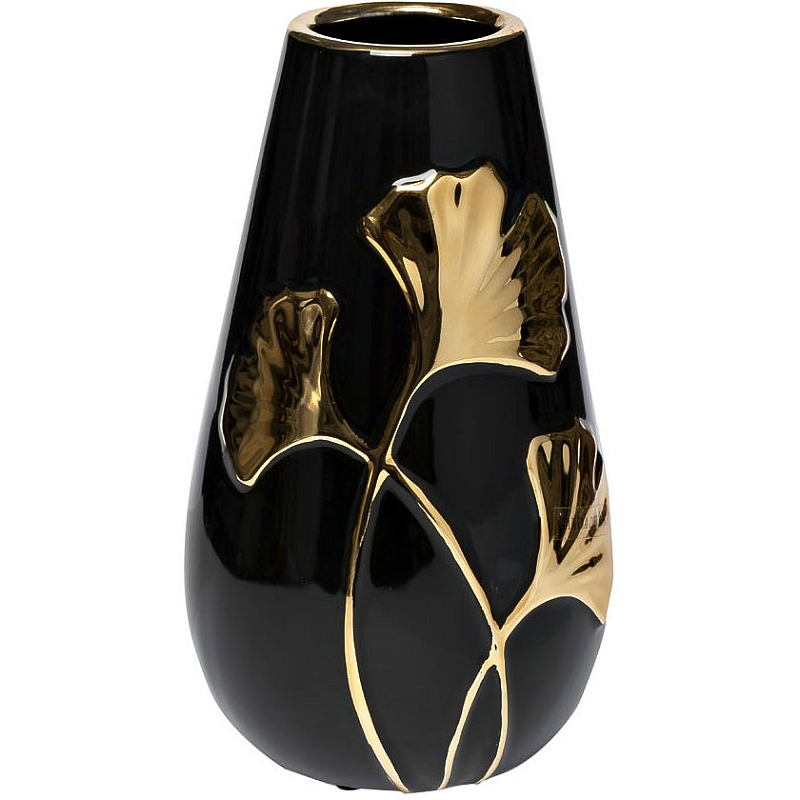 Ваза керамическая black with decor 24.5 Черный Золотой Ваза керамическая black with decor 24.5 Черный Золотой в Липецке | Loft Concept