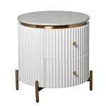 Тумбочка белая круглая с мраморной столешницей Thoroughbass варинант исполнения - 4 | Loft Concept в Липецке