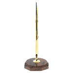 Ручка шариковая металлическая на восьмиугольной подставке из натурального камня Обсидиан Metal Stone Pens варинант исполнения - 1 | Loft Concept в Липецке