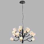 Люстра подвесная черного цвета с ветвями и белыми фарфоровыми цветами Floralis варинант исполнения - 5 | Loft Concept в Липецке