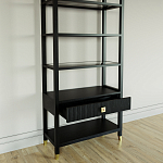 Стеллаж Elsa Dreams Black со стеклянными полками и ящиком варинант исполнения - 3 | Loft Concept в Липецке