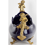 Чаша темно-синяя фарфоровая с бронзовыми ручками в виде ангелов Eden Garden варинант исполнения - 2 | Loft Concept в Липецке