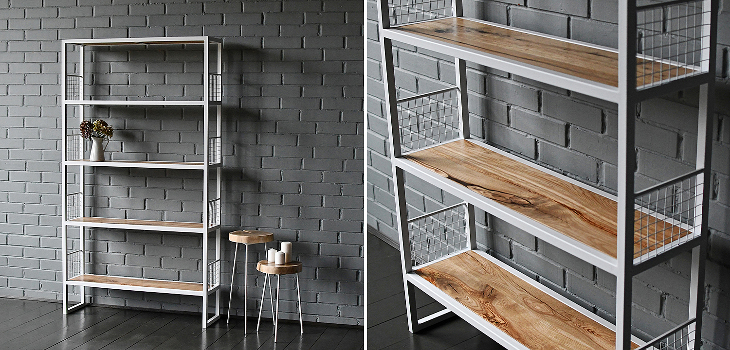 Стеллаж Richie Industrial Metal Rust White Rack Стеллаж Richie Industrial Metal Rust White Rack - Loft-Concept в Липецке
