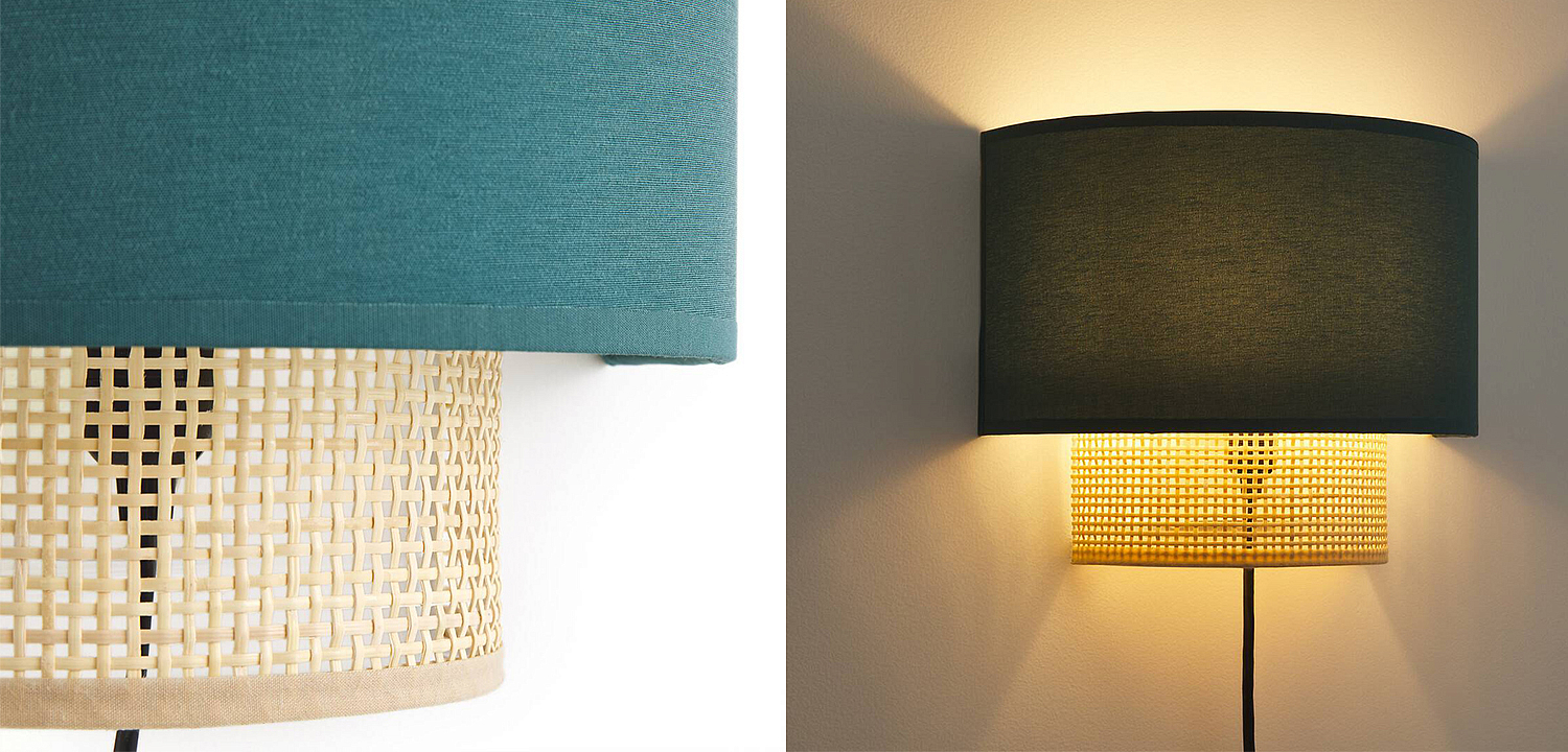 Бра Ottar Wicker Turquoise lampshade Бра Ottar Wicker Turquoise lampshade - Loft-Concept в Липецке