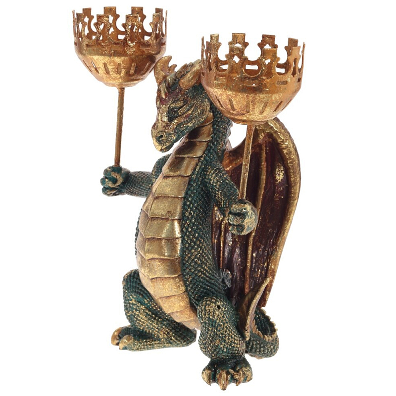 Подсвечник в виде дракона Dragon Candlestick Green Gold Золотой Зеленый Коричневый Подсвечник в виде дракона Dragon Candlestick Green Gold Золотой Зеленый Коричневый в Липецке | Loft Concept
