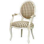 Стул с подлокотниками и круглой спинкой  Checkered Upholstery Chair обивка в клетку варинант исполнения - 1 | Loft Concept в Липецке