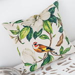Декоративная подушка бежевая с изображением птица в саду Blooming Birds варинант исполнения - 3 | Loft Concept в Липецке