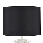 Настольная лампа с декором в виде белого цветка магнолии на каркасе и черным абажуром White Magnolia варинант исполнения - 2 | Loft Concept в Липецке