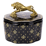 Шкатулка черного цвета с крышкой с фигуркой льва Eden Garden варинант исполнения - 1 | Loft Concept в Липецке