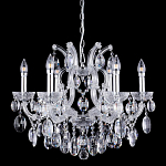 Люстра подвесная с 6-ю лампочками и прозрачными хрустальными подвесками на хромированном основании Crystal lamps варинант исполнения - 1 | Loft Concept в Липецке